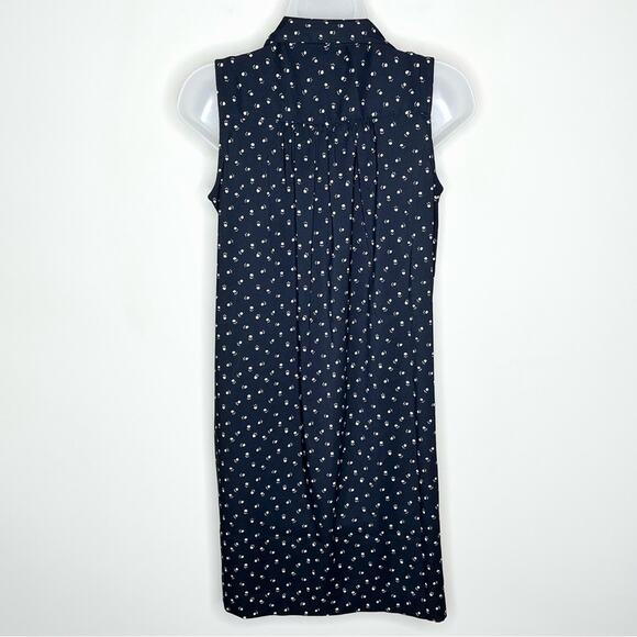 LOFT Black/Cream Paw Print Neck Tie Mini Dress Size XS Cat Dog Office Work - Picture 3 of 6